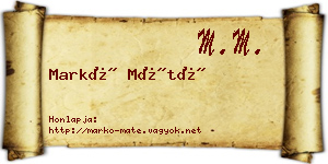 Markó Máté névjegykártya